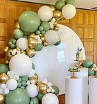 137Pcs Sage Green White Gold Balloon Arch DIY Arch Kit Bridal Shower Green Baby Shower Sage Green White And Chrome Gold Balloon Garland (Green)