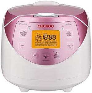 CUCKOO CR-0631F | 6-Cup (Uncooked) Micom Rice Cooker | 8 Menu Options: White Rice, Brown Rice & More, Nonstick Inner Pot, Made in Korea | White/Pink