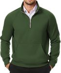 JMIERR Men's Fashion Sweatshirts Quarter Zip Pullover Fleece Polo Hoodies Long Sleeve Sweatshirt with Pockets, L, Green