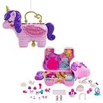 Polly Pocket Micro, Unicorn Party Playset, Pink Unicorn Toy with Purple Hair, 25 Toy Surprises Inside, Toys for Ages 4 and Up, One Polly Pocket Playset, GVL88