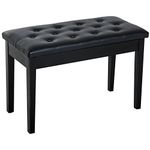 HOMCOM 30" Padded Storage Piano Bench Artist Keyboard Seat Faux Leather (Black)