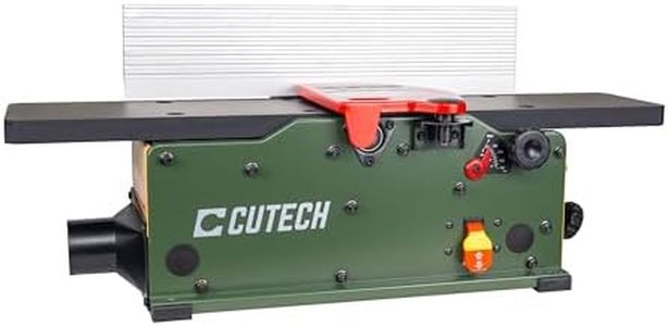 Cutech Spiral Cutterhead Benchtop Jointer with teflon-Coated Aluminum Tables, TC Inserts, 19-5/8” Aluminum Fence, and a 10-amp Motor (Rifle Green, 6 inch)