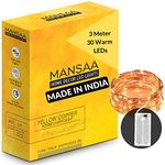 MANSAA Lights for Home Decoration | 18 Months Warranty | 5 Meter, 50 LEDs | Fairy Lights, Diwali Light, Led Lights, String Lights for Home Decoration, Battery Operated - M25 (Yellow, Pack of 1)