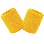 Wristbands Sweatbands Wrist Men Women 2 PCS Sports Sweat Bands for Running Exercise Gym Sports Tennis Basketball Moisture Wicking (Size: 3.15 x 3.15 inches)(2PCS-Yellow)