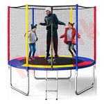 Toy Park TUV Approved Trampoline with Enclosure Net Poles Safety Pad for Kids and Adults, Heavy Duty (8 Feet Rainbow)