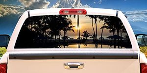 SignMission ISLAND SUNRISE Rear Window Graphic truck view thru vinyl decal back, 22" X 65"