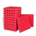 Acoustic Panels, 2" X 12" X 12" Acoustic Foam Panels, Studio Wedge Tiles, Sound Panels wedges Soundproof Sound Insulation Absorbing (12 Pack, Red（Wedge Tiles）)