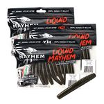 Mayhem Bait Co. Convulsion 2.75-Inch Soft Plastic Swimbait for Bass Fishing, 3 Packs of 12 (36) Fishing Lures Plus 3 Tubes Liquid Mayhem Fish Attractant (Green Pumpkin)