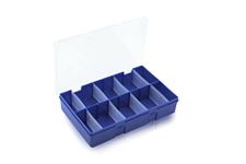 GLOBOMOTIVE Plastic Storage Box with 8 Removable Dividers for Home, Office- Lightweight Multipurpose Craft Organizer with 10 Grids for Beads, Art DIY Crafts, Jewelry (Blue, Rectangular)