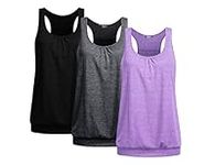 Beyove Tank Tops for Women Loose Fit Workout Banded Bottom Tops Active Pleated Shirts Sport Yoga Activewear 3 Pieces