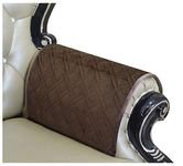 Haomaijia Nonslip Coffee Couch Armrest Cover Sofa Arm Covers for Leather Couch Quilted Furniture Protector for Dogs Kids Pets (BLatte, Sofa Armrest Cover-2 Pieces)