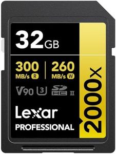 Lexar 32GB Professional 2000x SDHC Memory Card, UHS-II, C10, U3, V90, Full-HD & 8K Video, Up to 300MB/s Read, for DSLR, Cinema-Quality Video Cameras (LSD2000032G-BNNNU)