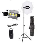 VTS Porta LED Light Kit - Set of 1 Having High Intensity Low Power Consuming Soft White Light LED Panel with Light Stand and Umbrella for Photo Video Shoots Indoor Outdoor Studio Events