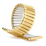 Speidel Men’s Twist-O-Flex Gold Tone PVD Stainless Steel Stretch Metal Replacement Expansion Watch Band with Self-Adjusting Curved Ends for 16mm 17mm 18mm 19mm 20mm 21mm 22mm timepieces