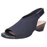 Bella Vita Women's Marin Wedge Sandal, Navy Knit, Numeric_12 Wide