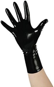 EXLATEX Rubber Secrets Short Latex Mixed Toes Wrist Gloves (Small,Black)