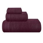 MALLONI HOME Ultra Soft 3 Pack Cotton Towel Set, Contains a Bath Towels 28x55 inch, a Hand Towels 16x24 inch & a Wash Coths 12x12 inch, Ideal Everyday use, Compact & Lightweight - Burgundy