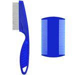 2 Pcs Flea Comb for Cat Dog Flea Lice Tear Stain Remover Pet Combs Fine Tooth Grooming Removal Tool Blue