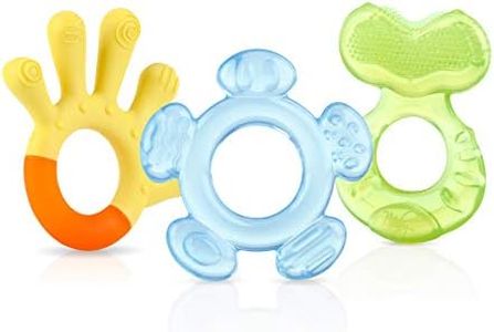Nuby 3-Step Teething Set - Set of 3 Baby Teethers | Textured Surfaces | Refrigerator Safe | BPA Free