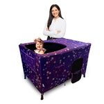 Ark Royale Sleep’N’Shade PRO Series – BLACKOUT Pack N Play Cover with Video Monitor Pouch – The Darkest Canopy Crib Cover for Travel Naps Play or Sleep – for Age 4 months and older – PRO Purple