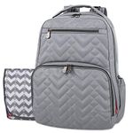 Fisher Price Diaper Bag Backpack - Signature Collection, with Cell Phone and Tablet Pockets and Stroller Clips (Gray)