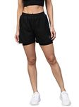 CHKOKKO Double Layered Sports Gym Workout Running Shorts for Women Blue S