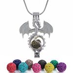 GraceAngie Aromatherapy Essential Oil Diffuser Necklace Locket Pendant with Lava Beads - Dragon