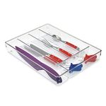 iDesign Linus Cutlery Tray for Silverware, Large Kitchen Accessories for Storage and Organising, Made of Durable Plastic, Clear