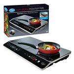 Quest 35840 Digital Double Induction Hob & Hot Plate / 10 Temperature Settings From 60 - 240°C / Touch Control with LED Display / Automatic Overheat Protection / 2800W