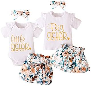 Big Sister Little Sister Matching Outfits Matching Outfits for Girls Matching Sister Outfits, White Short-little Sister, 0-3 Months