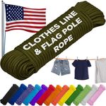 TECEUM Rope – 90 Feet x 1/4 Inch (7mm) – Army Green – Strong All-Purpose Utility Rope – Camping, Crafting, Flag Pole, Indoor & Outdoor – Polypropylene Nylon Poly Lightweight Diamond Braided Cord