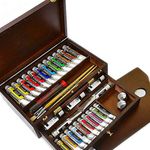 Royal Talens - Rembrandt Oil Colour Box - Master Gold Edition in Wooden Chest - with Paints, Palette, and Brushes