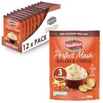 Idahoan Bacon & Cheese Mash Potato - Instant Mash Potatoes Cooks in 1 Minute Ready to Eat Food Bacon & Cheese Bulk