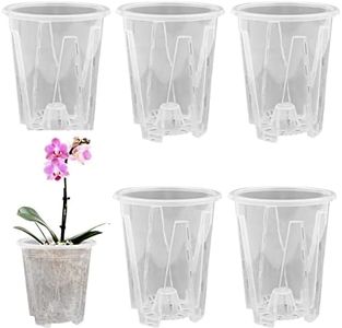 TSLBW 6 Pcs Clear Flower Pots Transparent Orchid Pot Plastic Plant with Drainage Holes Breathable Slotted Nursery for Orchids, Succulents, Houseplants (round)