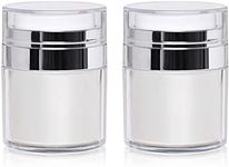 2 Pack 1.7 Oz Airless Pump Jars,Vacuum Cosmetic Travel Containers for Lotions Creams, Moisturizer Pump Dispenser Refillable Airless Travel Jars Empty Make Up Sample Containers (1.7 oz / 50ml)