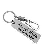 BAMALI Stainless Steel Customize Galaxy Laser Engrave Drive Safe Keychain Gifts For Husband Boyfriend Valentine Friendship Day Anniversary New Car Birthday Key Chain Love (Daddysilver)