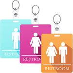 Outus Bathroom Pass Restroom Pass Keychain Restroom Key Tags Unisex Restroom Keychain or Key Tag with Key Holder for Women Men Restaurant Washroom Toilet Office School Classroom(3 Pieces)