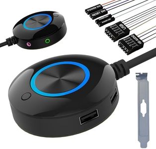 TUMASTER PC Power Button Desktop PC Computer Case Power Switch On Off Key (2USB+Audio+Restart Key) Computer Host Button D-02-Black