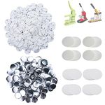 Happizza 500 Sets 32mm(1.25 inch) Blank Pin Back Button Parts for Button Maker Machine 32mm, Round Badge Making Supplies, includes Metal Cover, Plastic Button Back Cover, Clear Film&Blank Paper