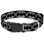 Buckle-Down PC-WBM002-NS Dog Collar Plastic Clip Buckle, Batman Shield Black/Silver, 1/2" x 6-9"