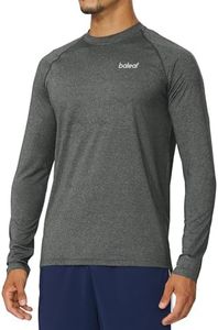 BALEAF Men's Long Sleeve Running Workout Shirts Quick Dry Athletic Gym T-Shirts Lightweight Soft Tee Tops UV Fishing Grey Heather Size XXL