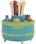 360° Rotating Makeup Organizer 5-Slot Large Capacity Makeup Brush Holder Fit Skincare, Nail Polish, Lipstick for Vanity Cosmetic Dresser Bathroom, Blue