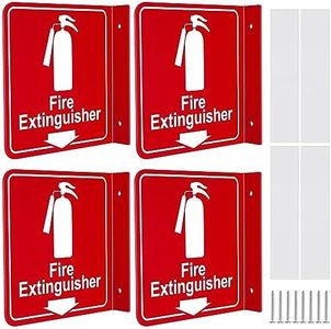 Barydat 4 Pcs Fire Extinguisher Signs with Pre Drilled Mounting Holes Fire Extinguisher with Down Arrow Industrial Warning Signs with Screws and Adhesive Tapes for Home Office Business Supplies