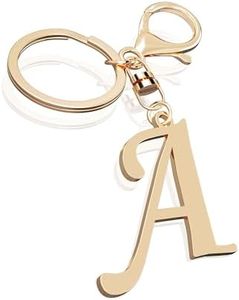 Cute Stainless Steel Gold Initial Letter Keychain for Women Girl, Charms for Key Handbag Backpack Bag, Personalized Gift, Average Size, Stainless Steel