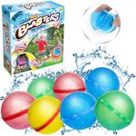 Kazaang Water Ball Blasters - 6-Pack Reusable Water Balloons - Self-Sealing Silicone Water Ball with Mesh Bag for Kids Adults Outdoor Play Water Games - Light Colours