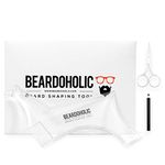 Beardoholic Beard Shaping Tool – 9-in-1 Completely Transparent Design – Achieve Perfectly Precise Lines and Any Beard Shape – Lineup Pencil, Built-In Comb and Trimming Scissors for Maximum Accuracy