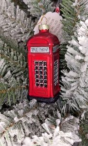 Wizardi Christmas Glass Ornament - Red Phone Booth F07M3-13 HB-SY25046