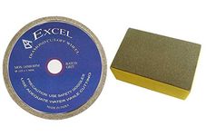 Excel Impex Glass Cutting Kit- Diamond Cutoff Wheel (4" Dia. 1 mm Thickness) and Diamond Pad Combo