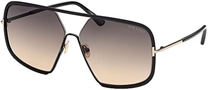 Tom Ford Lunettes de Soleil WARREN-02 FT 0867 SHINY BLACK/GREY BROWN SHADED 63/12/135 unisexe