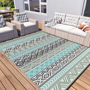 MontVoo Outdoor Rug Carpet Waterproof-Patio Rug Mat 5x8 Reversible RV Camping Rug Picnic Mat Plastic Straw Outside Rug for Balcony Porch Deck Beach-Boho Outdoor Area Rug for Patio Decor Colorful